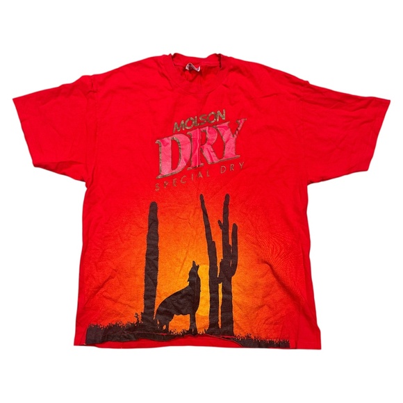 Vintage 90s Molson Dry Special Dry Beer Wolf Single Stitch T Shirt Mens XL - Picture 1 of 6